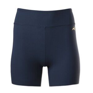 Tracksmith Navy High-Waist Running Shorts with Gold Logo